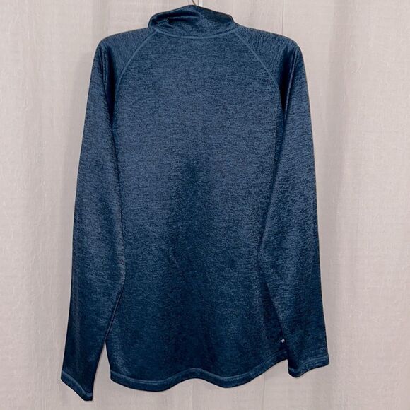 adidas L climalite Blue Black Heathered Quarter Zip Pullover Athletic Sweatshirt - Picture 2 of 12